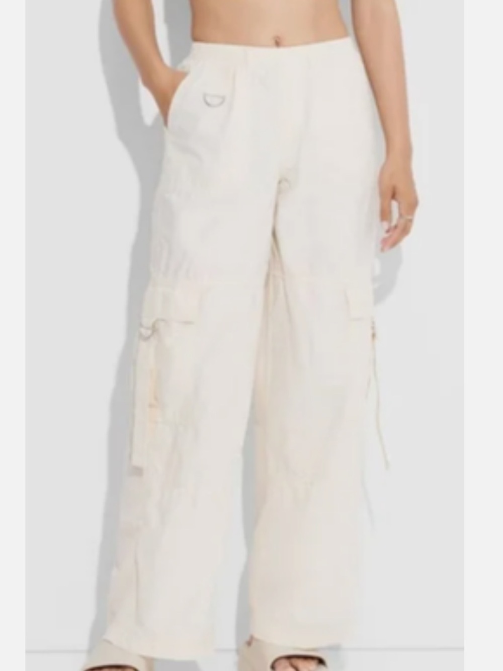 Wild Fable Lightweight Wide Leg Cargo Pants Cream Size M